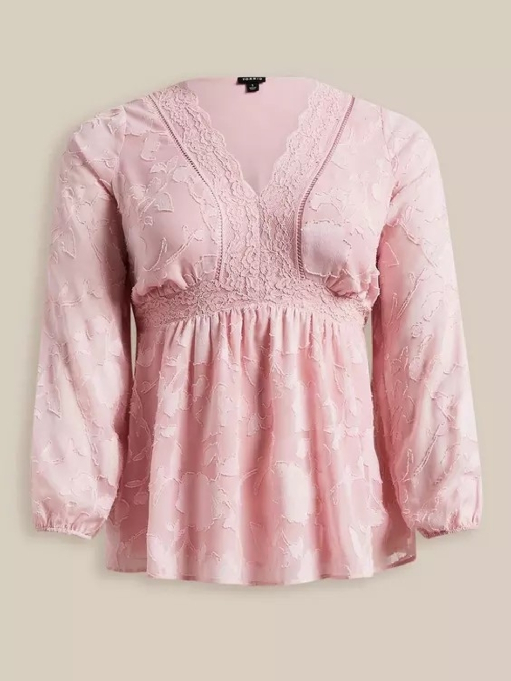 Torrid Size 3 Babydoll Clip Floral Long Sleeve Top